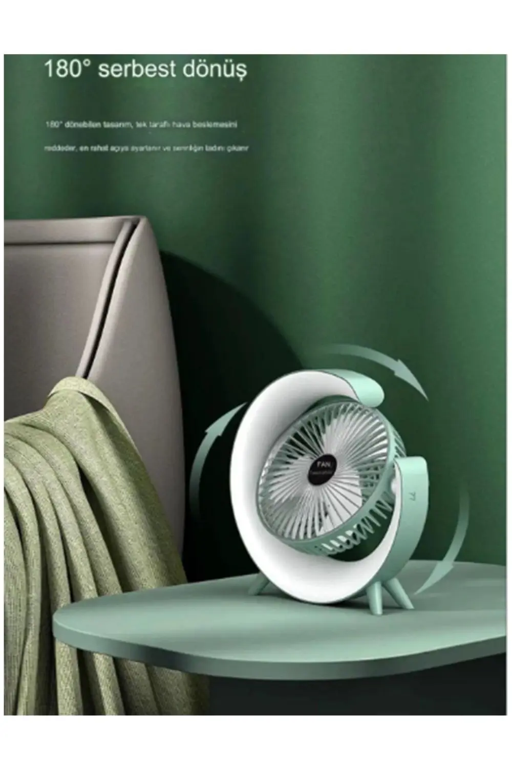 Masaüstü Vantilatör Usb Şarjlı Rgb Led Işıklı 3 Kademeli 180° Aya Masaüstü Vantilatör Usb Şarjlı Rgb Led Işıklı 3 Kademeli 180° Aya