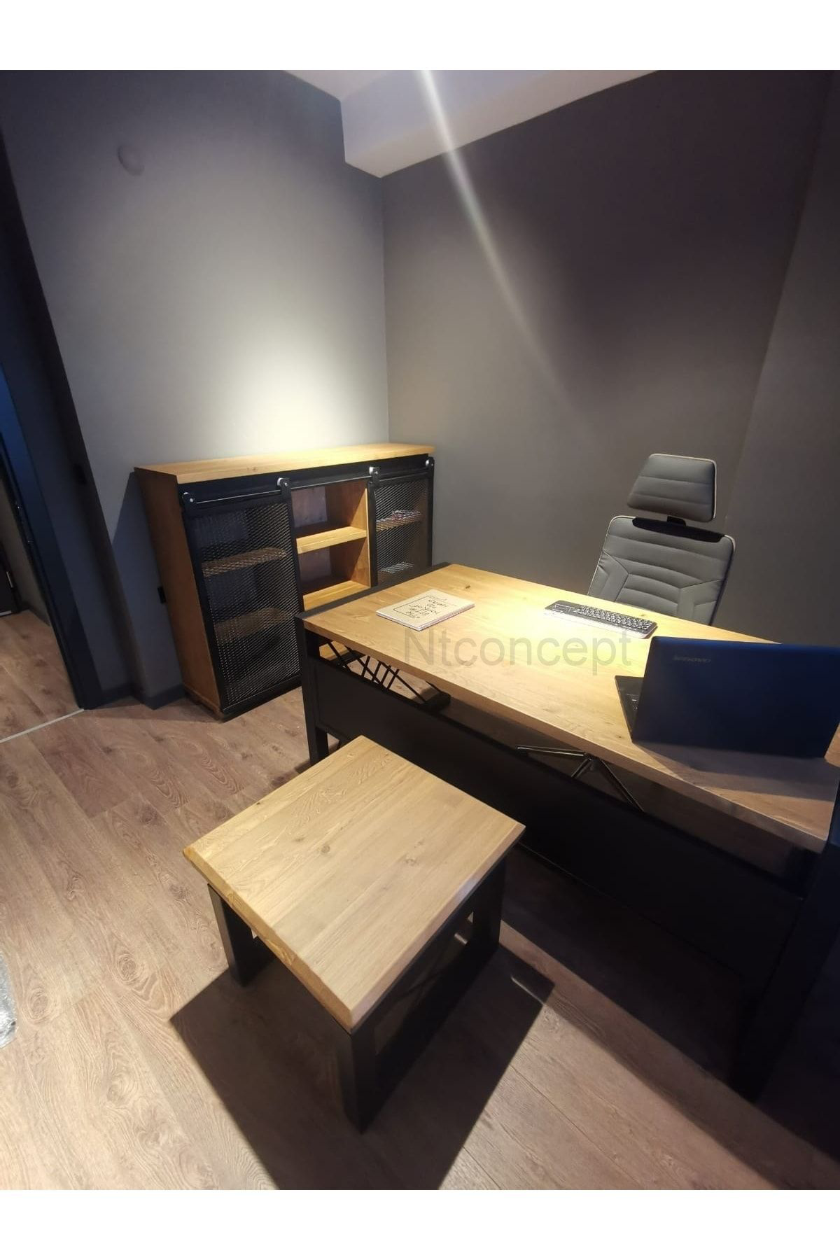 Nt Concept Masif Ağaç Ofis Dörtlü Takım 180Cm