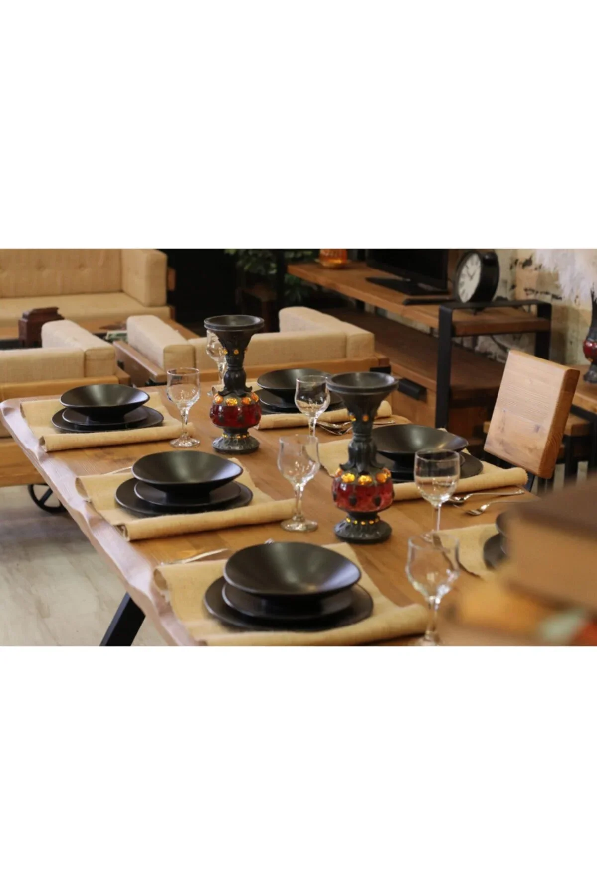 Masif Ağaç Yemek Masası Takımı- 85cm-150cm Masa+150cm Bank+2 Adet Loft Sandalye Masif Ağaç Yemek Masası Takımı- 85cm-150cm Masa+150cm Bank+2 Adet Loft Sandalye - Görsel 8