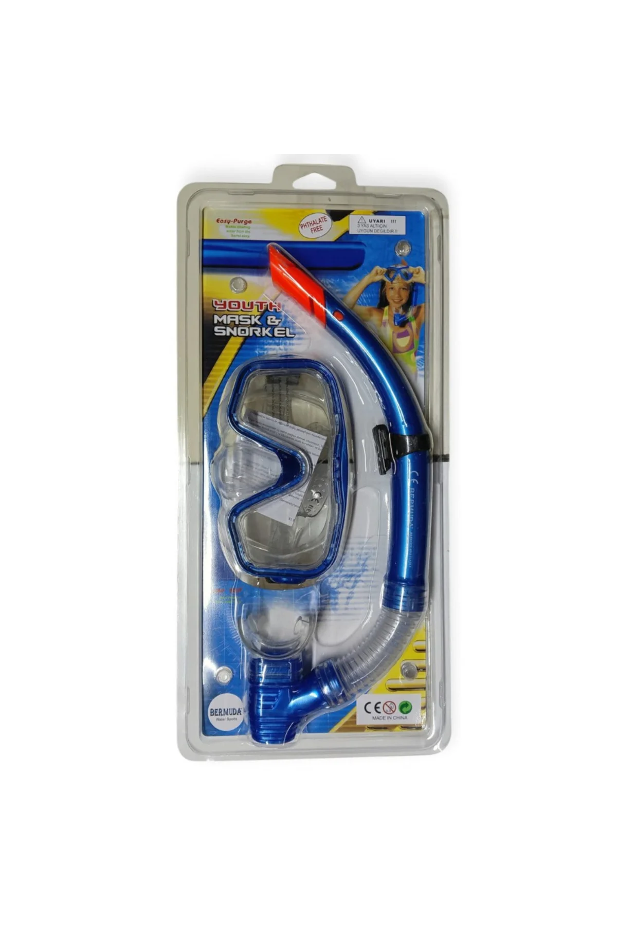 Maske Şnorkel Safari Dalış Seti Tepered Cam - 2186A/113CSB (Lisin