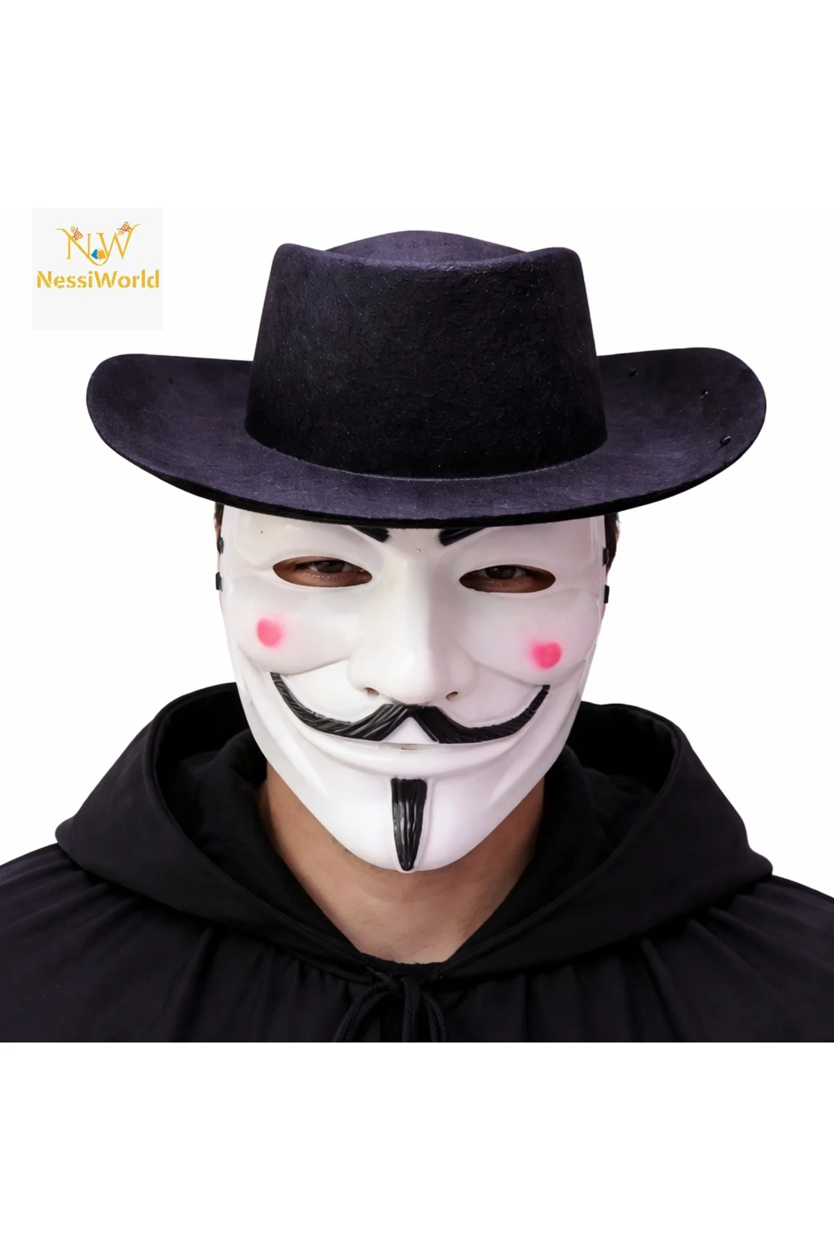 Maske ve Şapka Seti – Anonim Stil Parti Maskesi