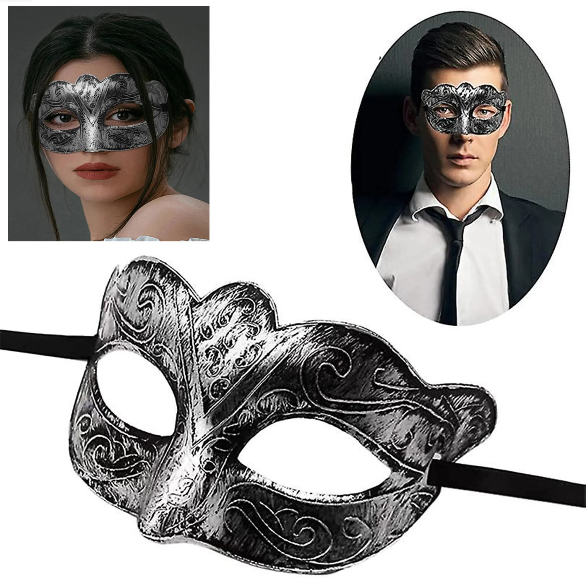 Maskeli Balo Antik Gri Gümüş Eskitilmiş Maske Balo Venedik Maskeli Balo Antik Gri Gümüş Eskitilmiş Maske Balo Venedik