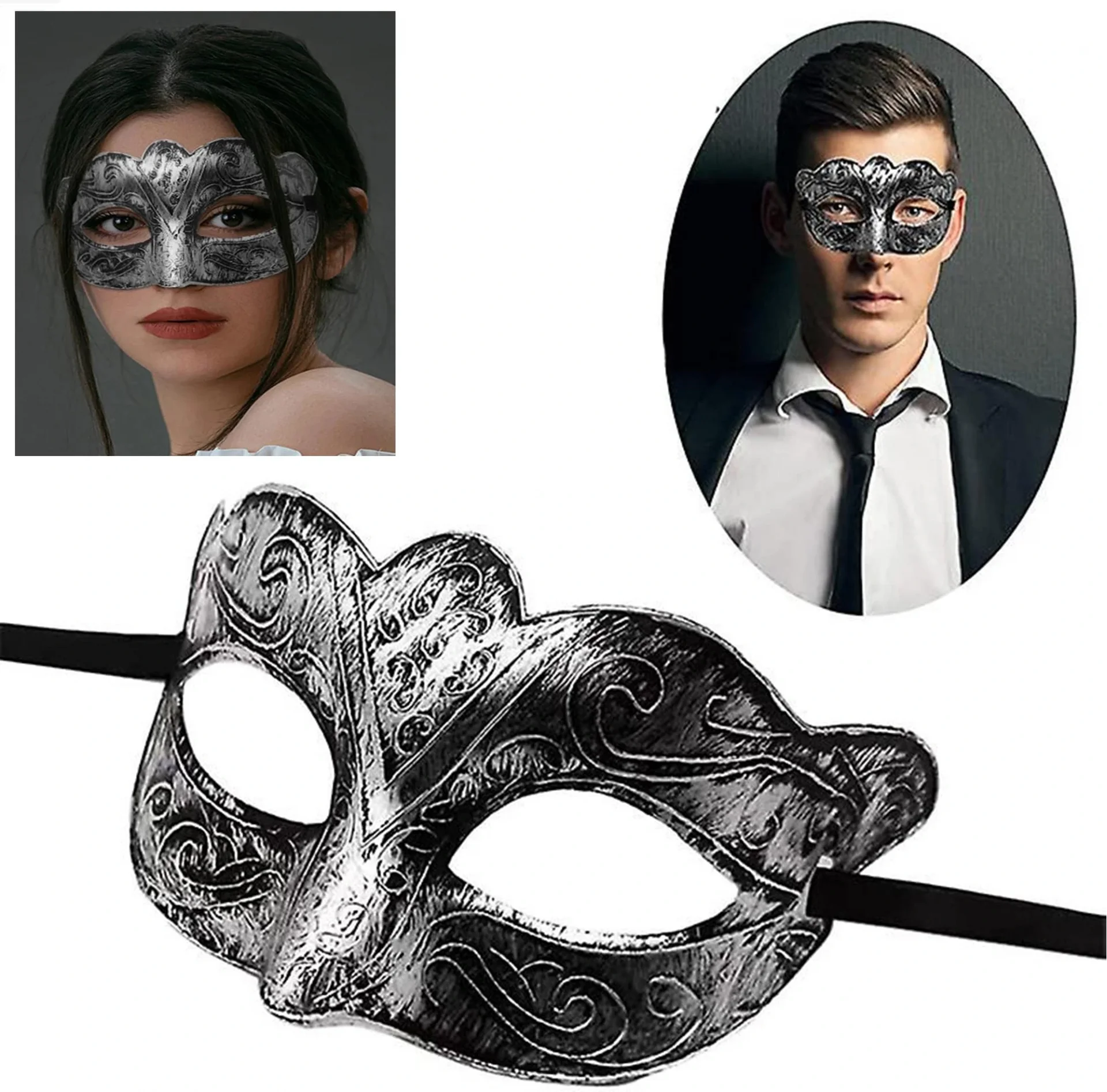 Maskeli Balo Antik Gri Gümüş Eskitilmiş Maske Balo Venedik Maskeli Balo Antik Gri Gümüş Eskitilmiş Maske Balo Venedik