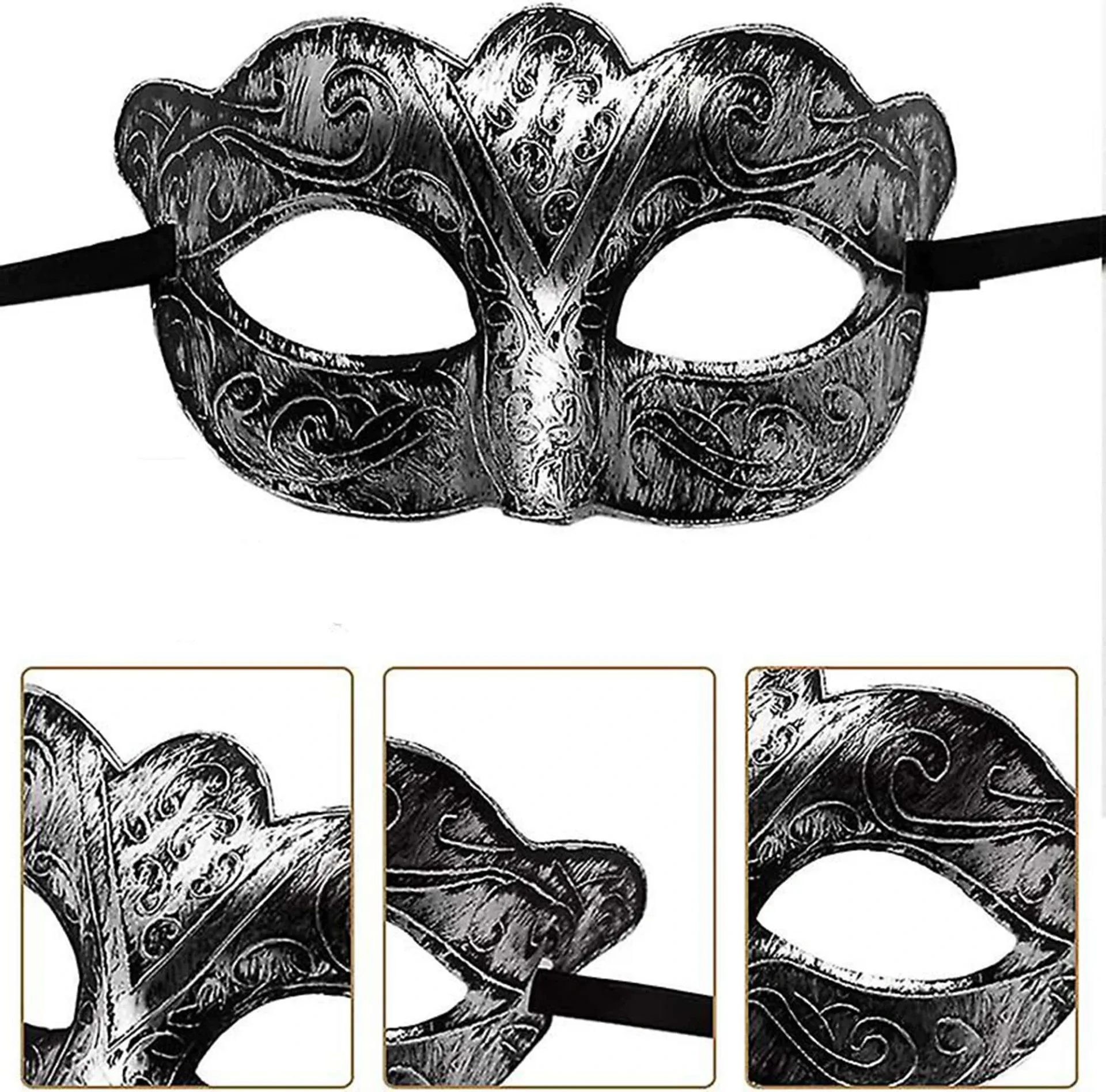 Maskeli Balo Antik Gri Gümüş Eskitilmiş Maske Balo Venedik Maskeli Balo Antik Gri Gümüş Eskitilmiş Maske Balo Venedik