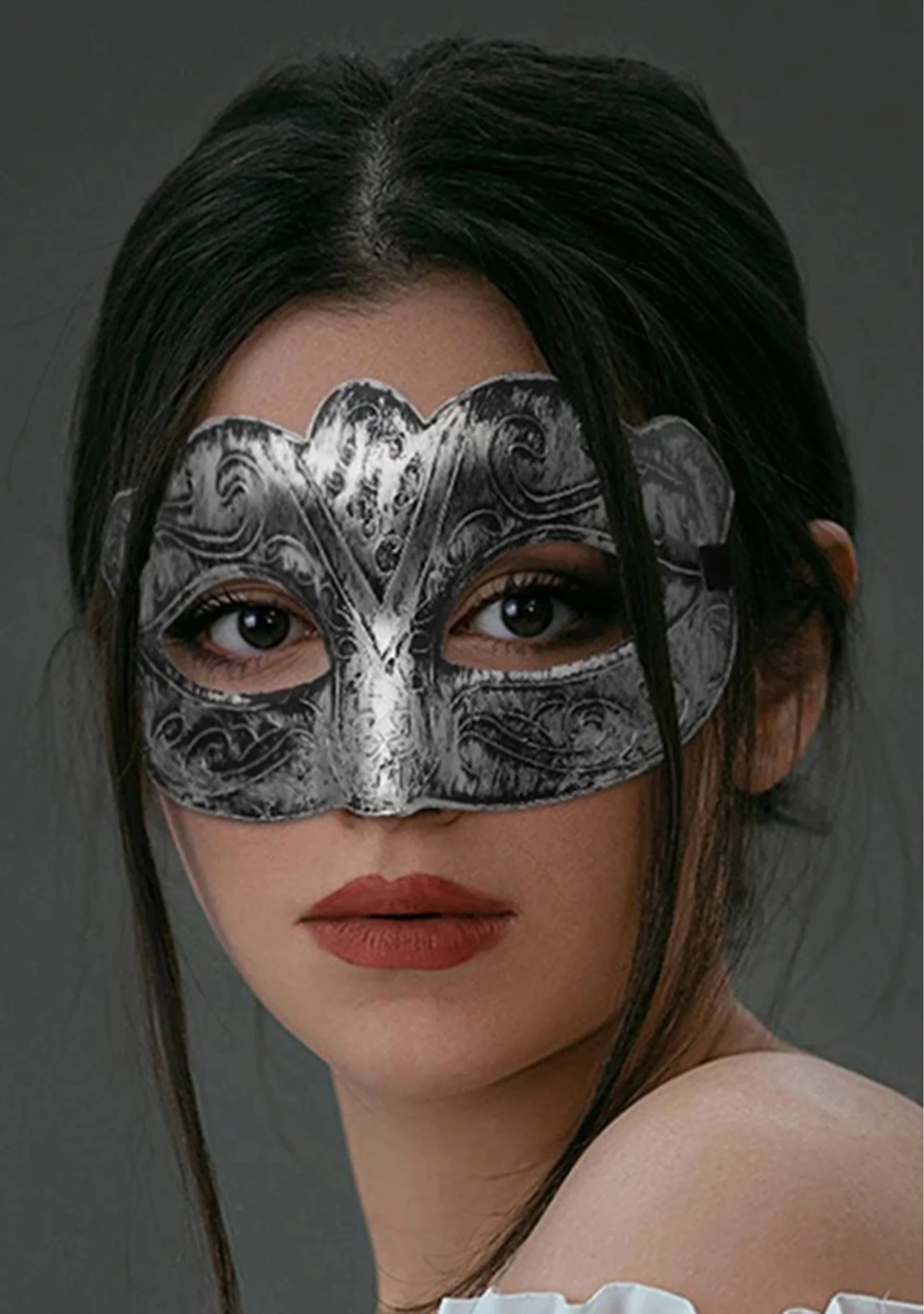 Maskeli Balo Antik Gri Gümüş Eskitilmiş Maske Balo Venedik Maskeli Balo Antik Gri Gümüş Eskitilmiş Maske Balo Venedik