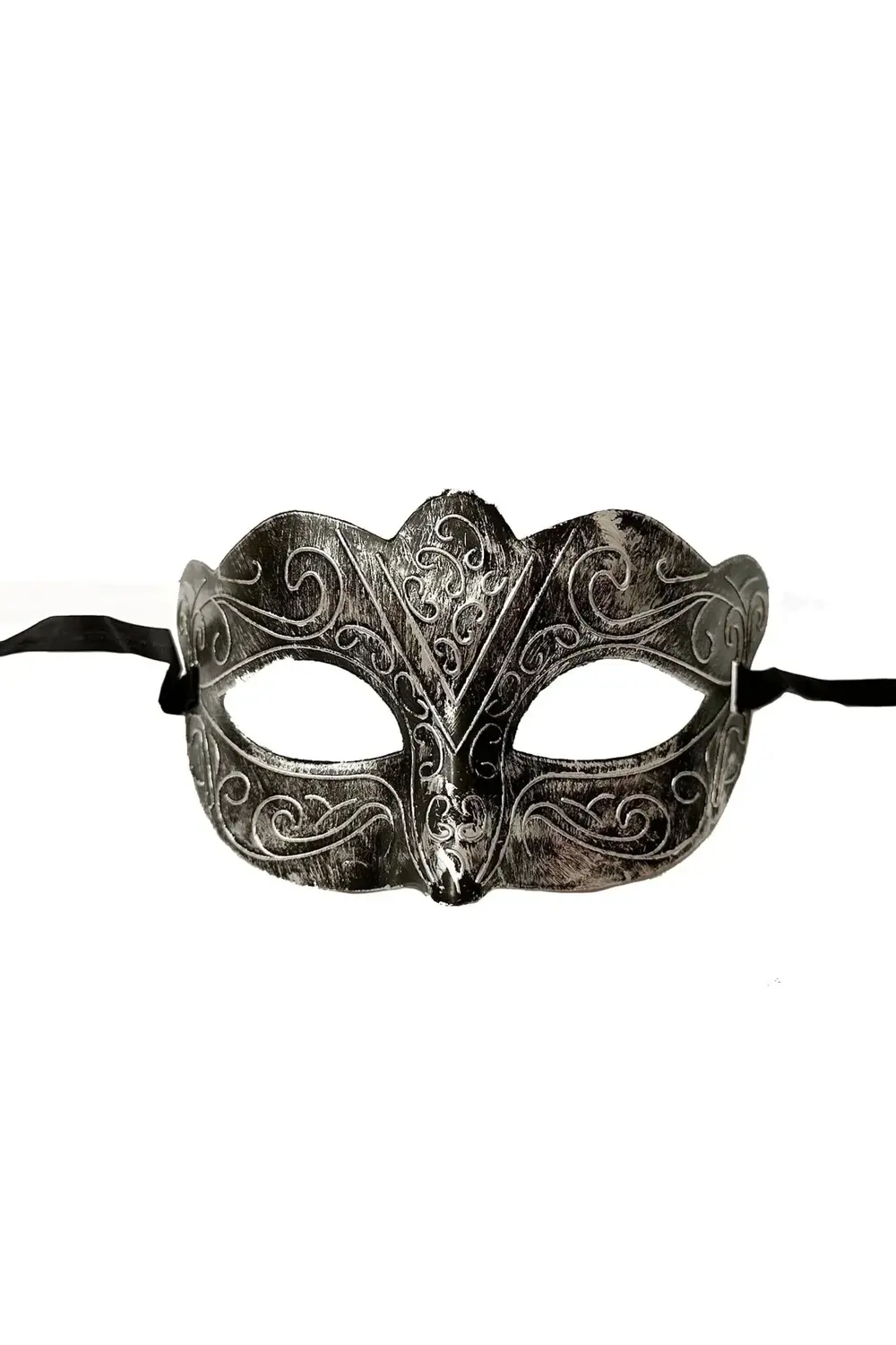 Maskeli Balo Antik Gri Gümüş Eskitilmiş Maske Balo Venedik