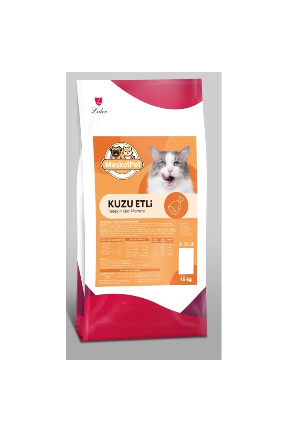 Maskot Kuzu Etli Kedi Maması 15 kg