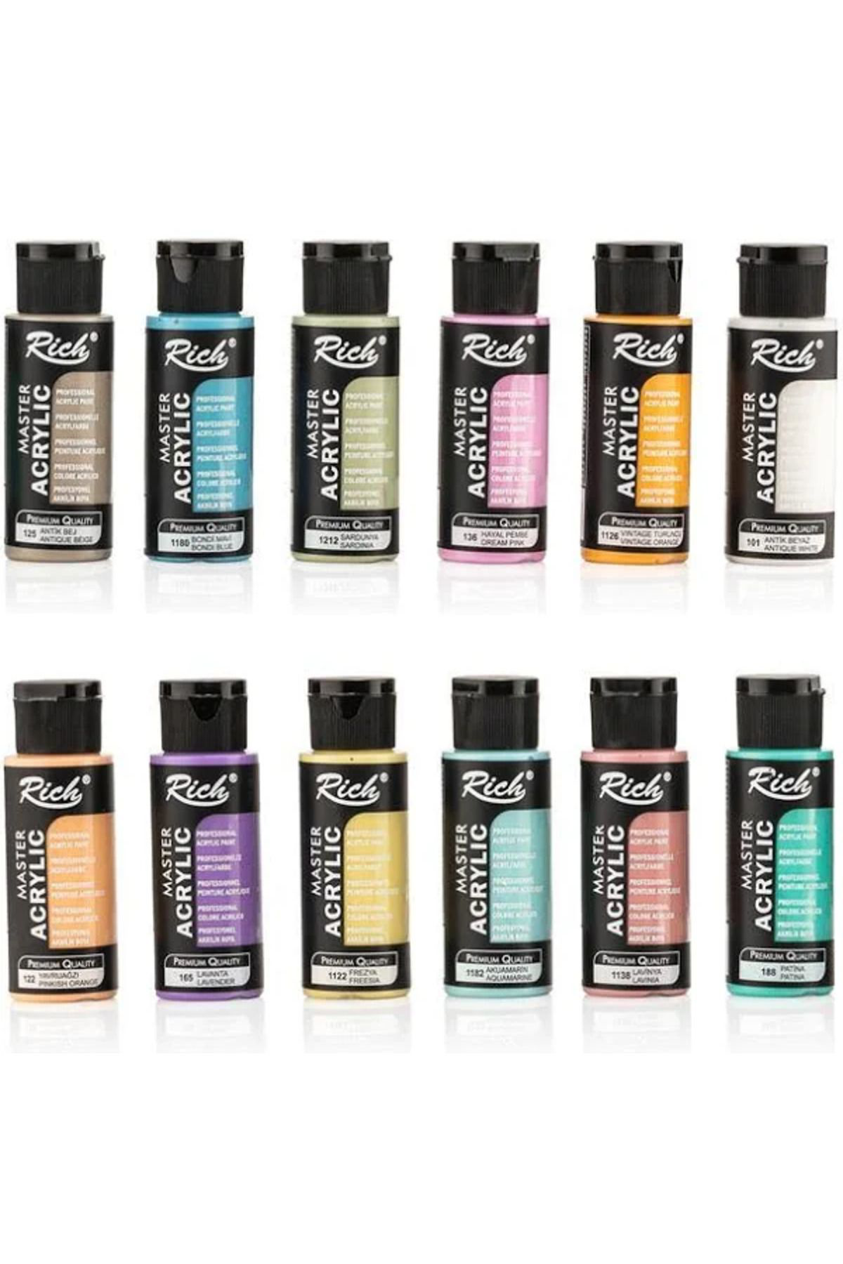 Mastermix 12x60cc Akrilik Boya Pastel Renkler Set / 09709