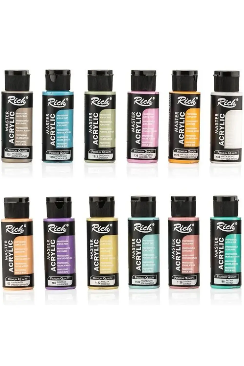 Mastermix 12x60cc Akrilik Boya PASTEL Renkler Set / 09709