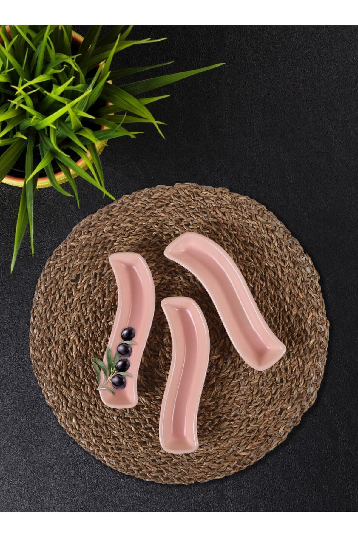 Keramika Mat Açik Pembe İvory Zeytinlik 18 Cm 3 Adet