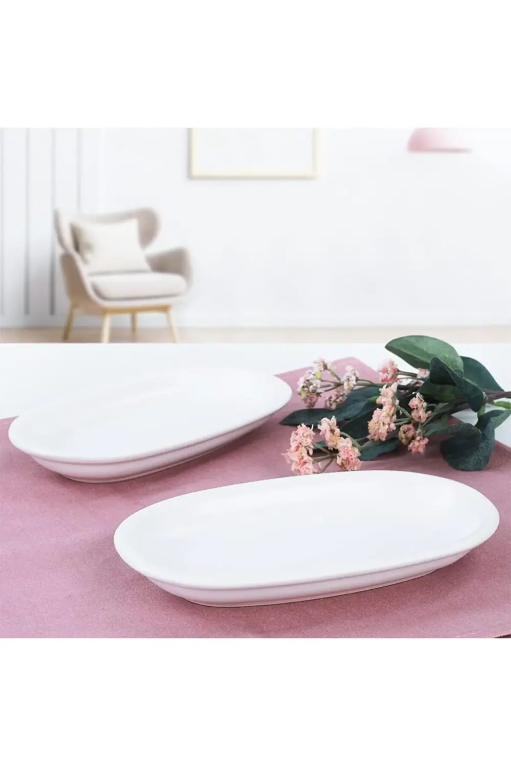 Mat Beyaz Hitit Kayık Tabak 2 Adet 19 Cm 395519