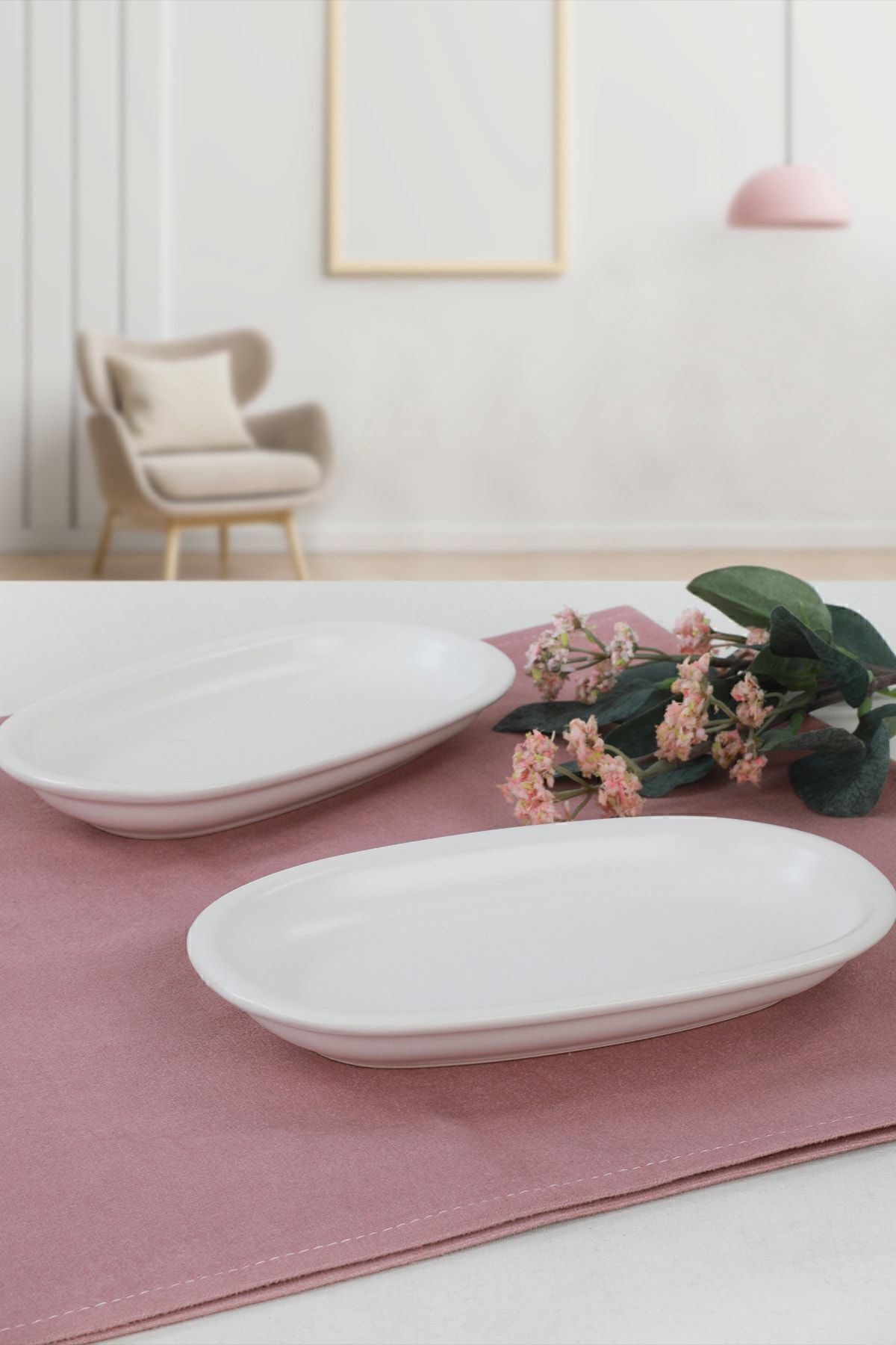 Keramika Mat Beyaz Hitit Kayık Tabak 19 Cm 2 Adet