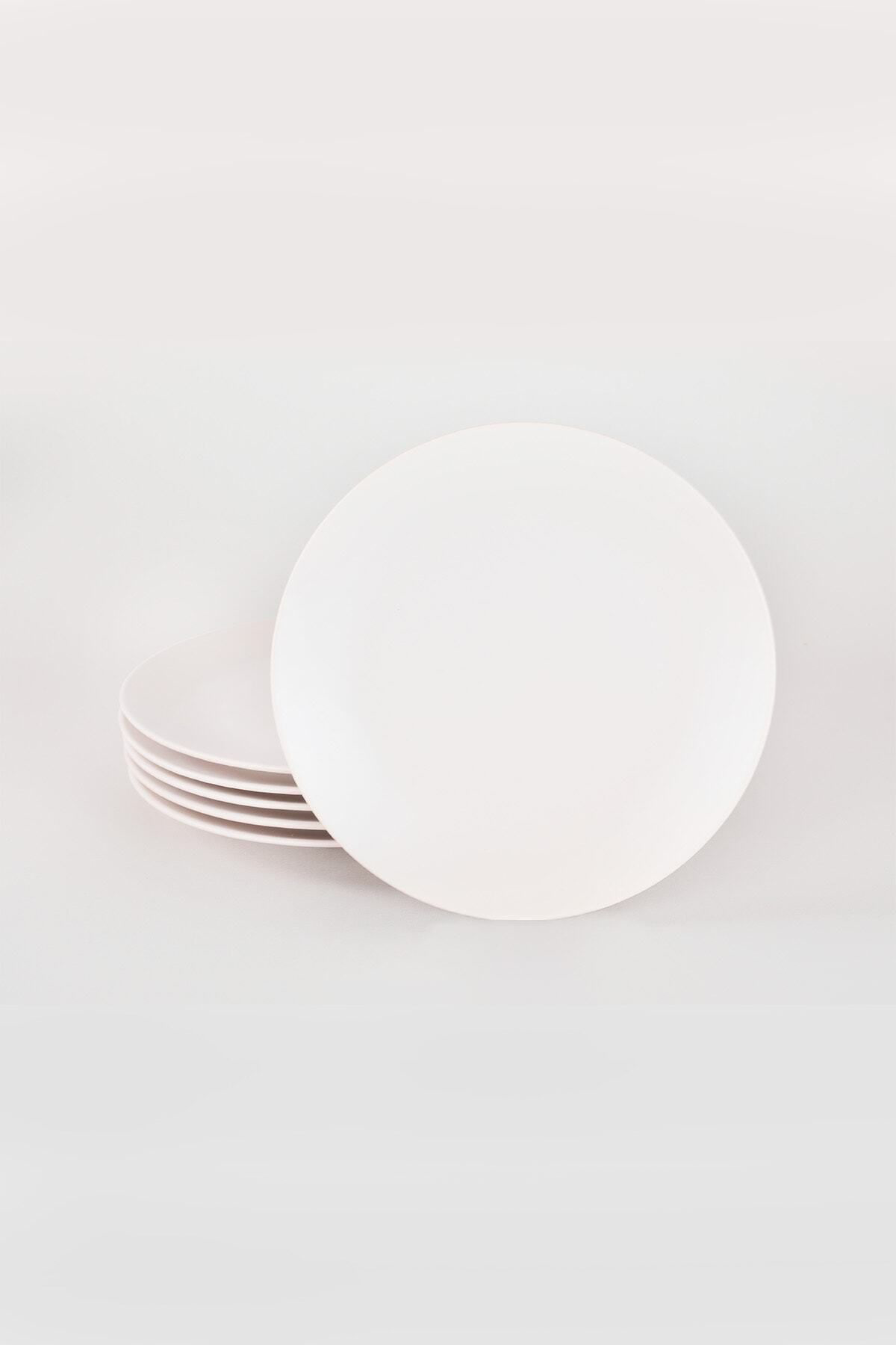 Keramika Mat Kırık Beyaz Ege Servis Tabağı 25 Cm 6 Adet