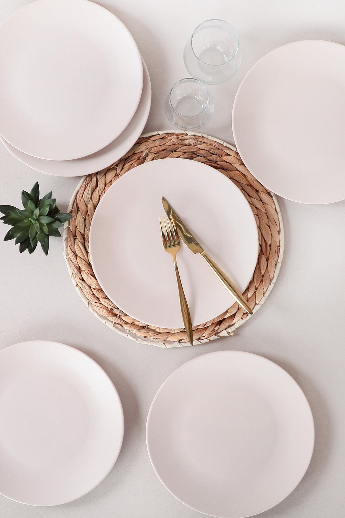 Keramika Mat Kırık Beyaz Ege Servis Tabağı 25 Cm 6 Adet