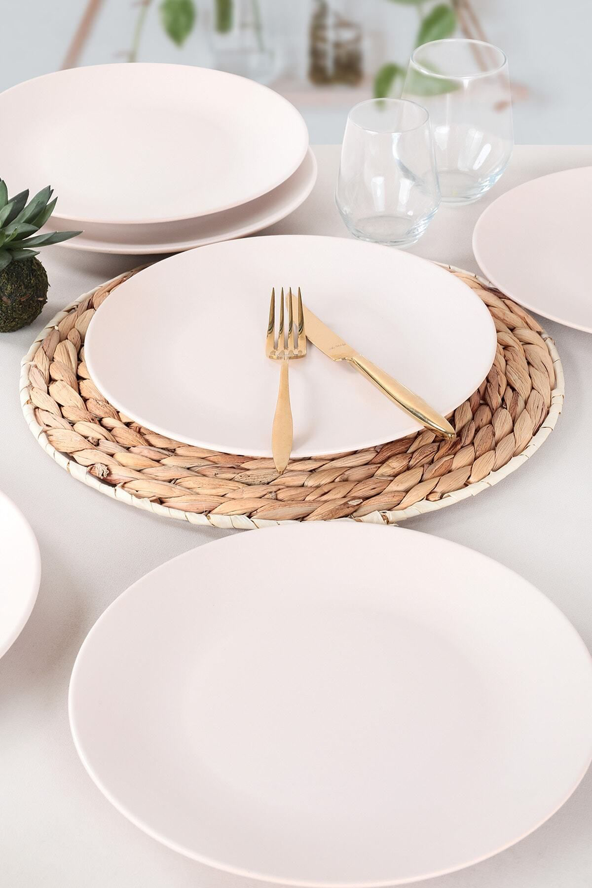 Keramika Mat Kırık Beyaz Ege Servis Tabağı 25 Cm 6 Adet