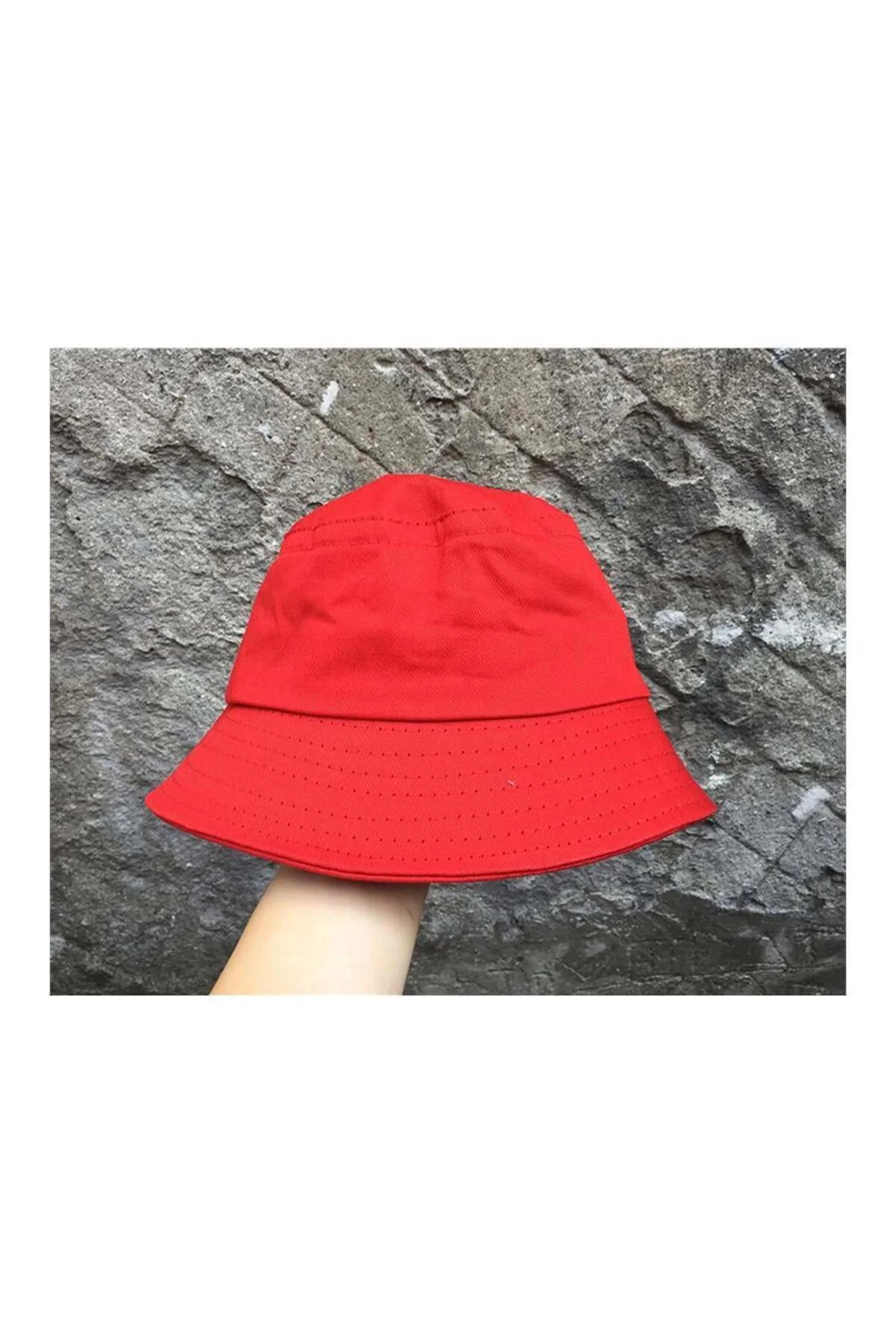 Mat Kırmızı Yazlık Bucket Şapka Mat Kırmızı Yazlık Bucket Şapka