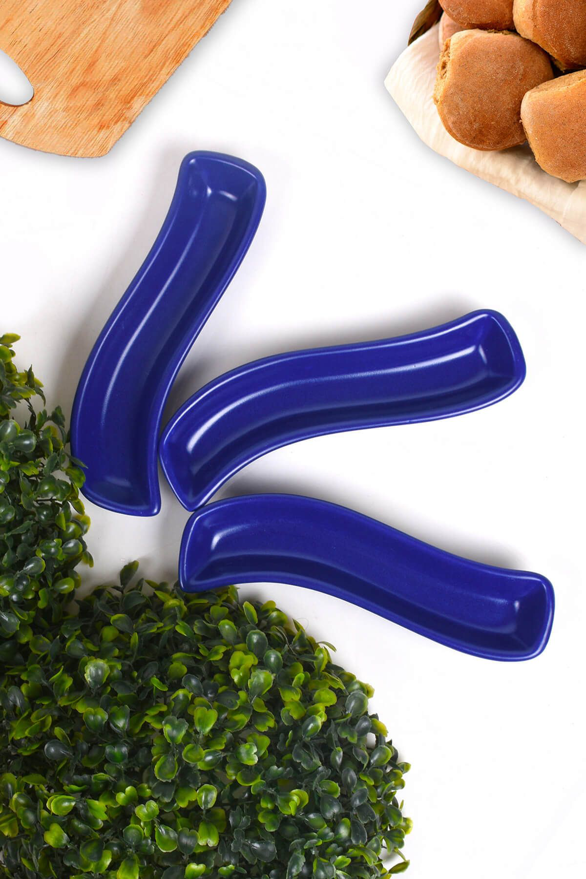 Keramika Mat Kobalt İvory Zeytinlik 18 Cm 3 Adet