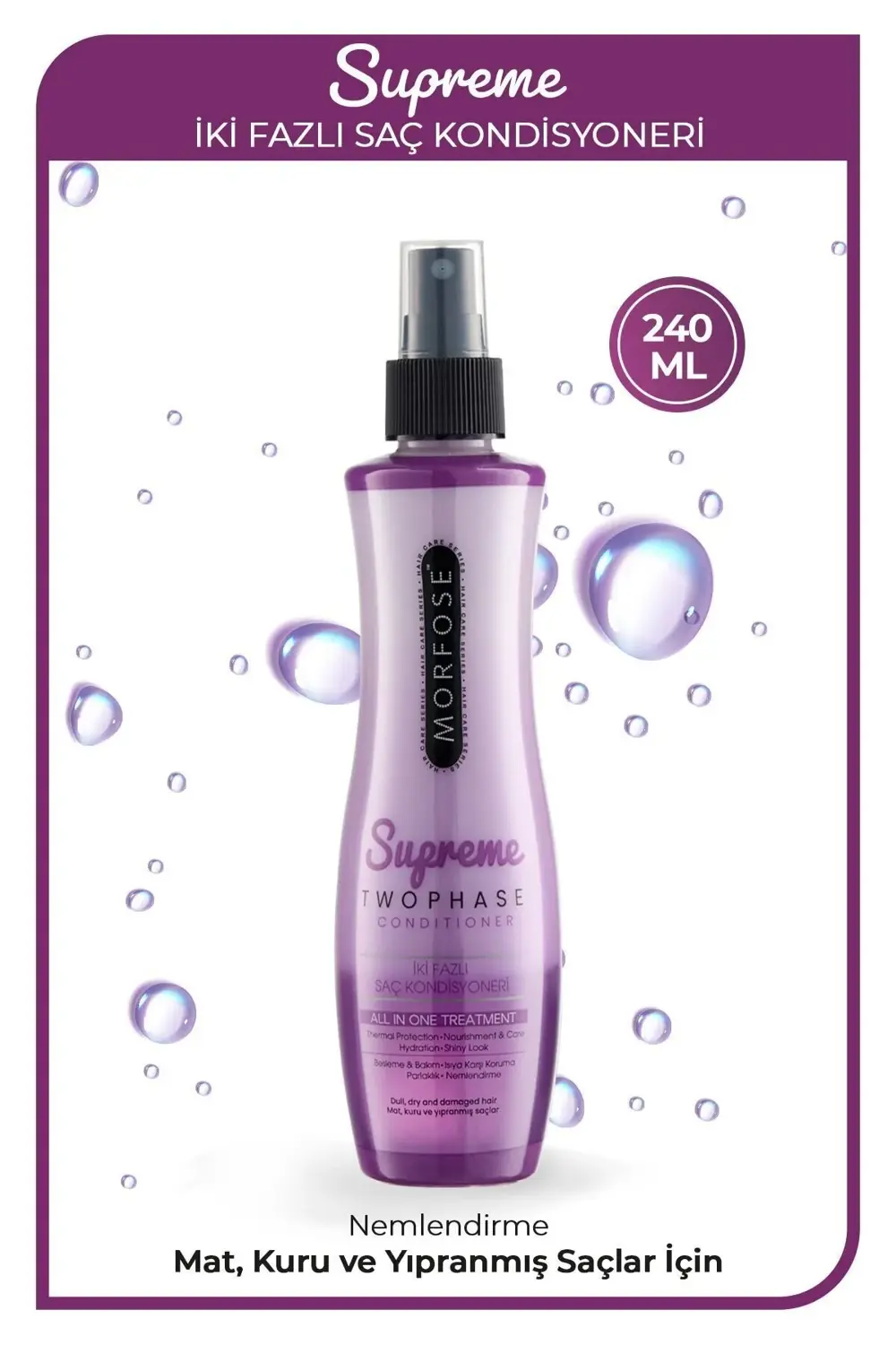 Mat Kuru ve Yıpranmış Saçlar Çift Fazlı Supreme Fön Suyu 240 ml