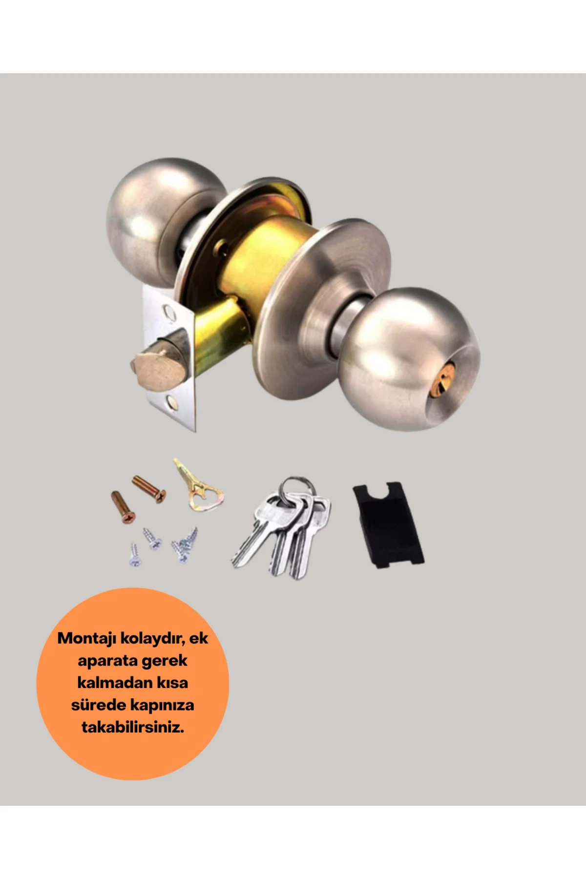 Mat Renk Topuzlu Kapı Kilidi – Giriş Tipi - Lisinya