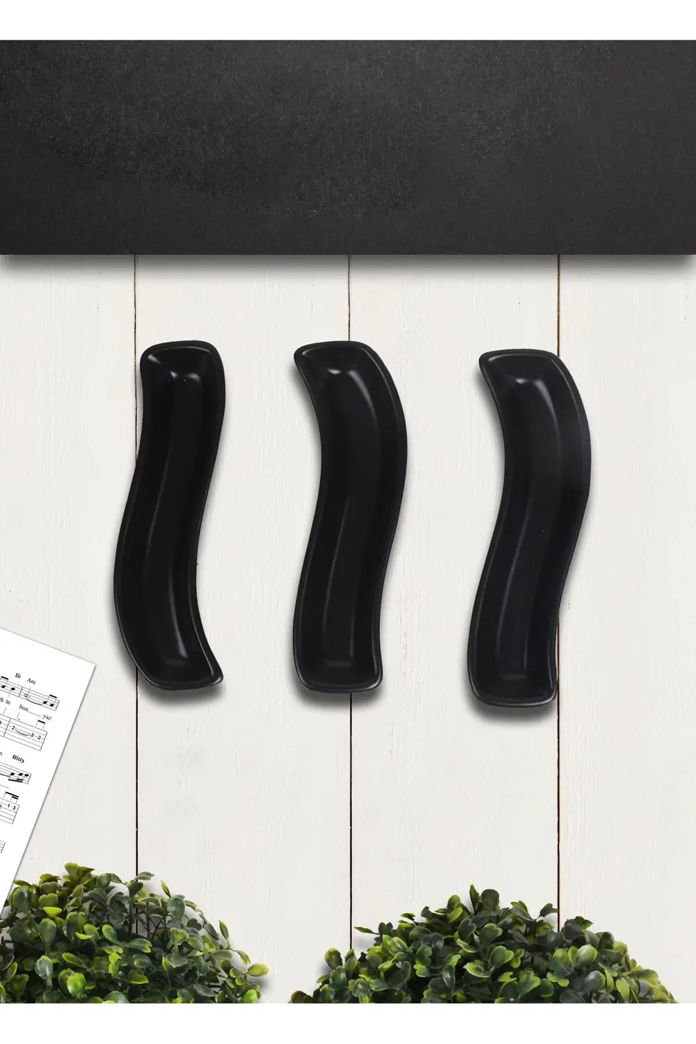 Mat Siyah İvory Zeytinlik 18 Cm 3 Adet