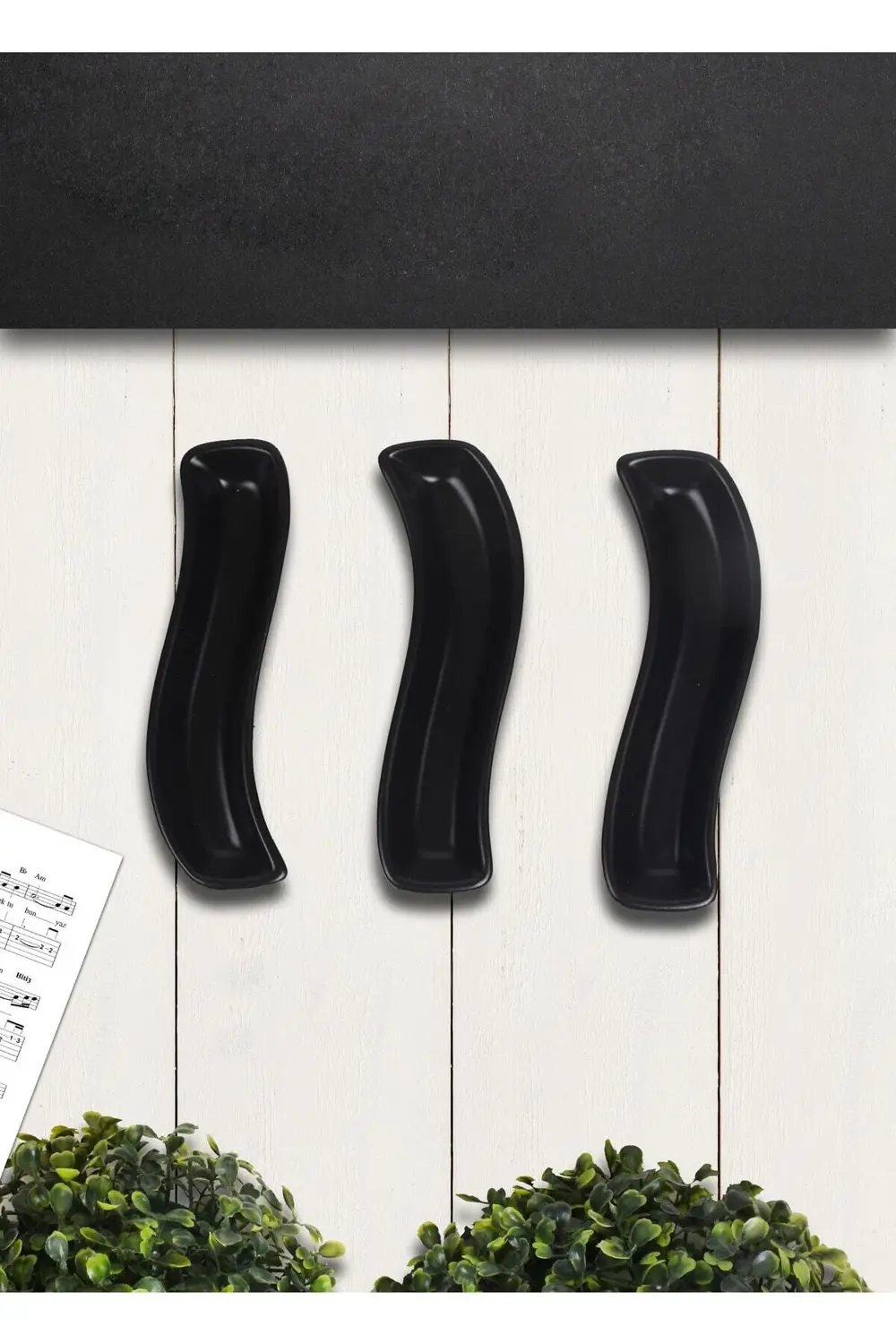 Mat Siyah İvory Zeytinlik 18 Cm 3 Adet