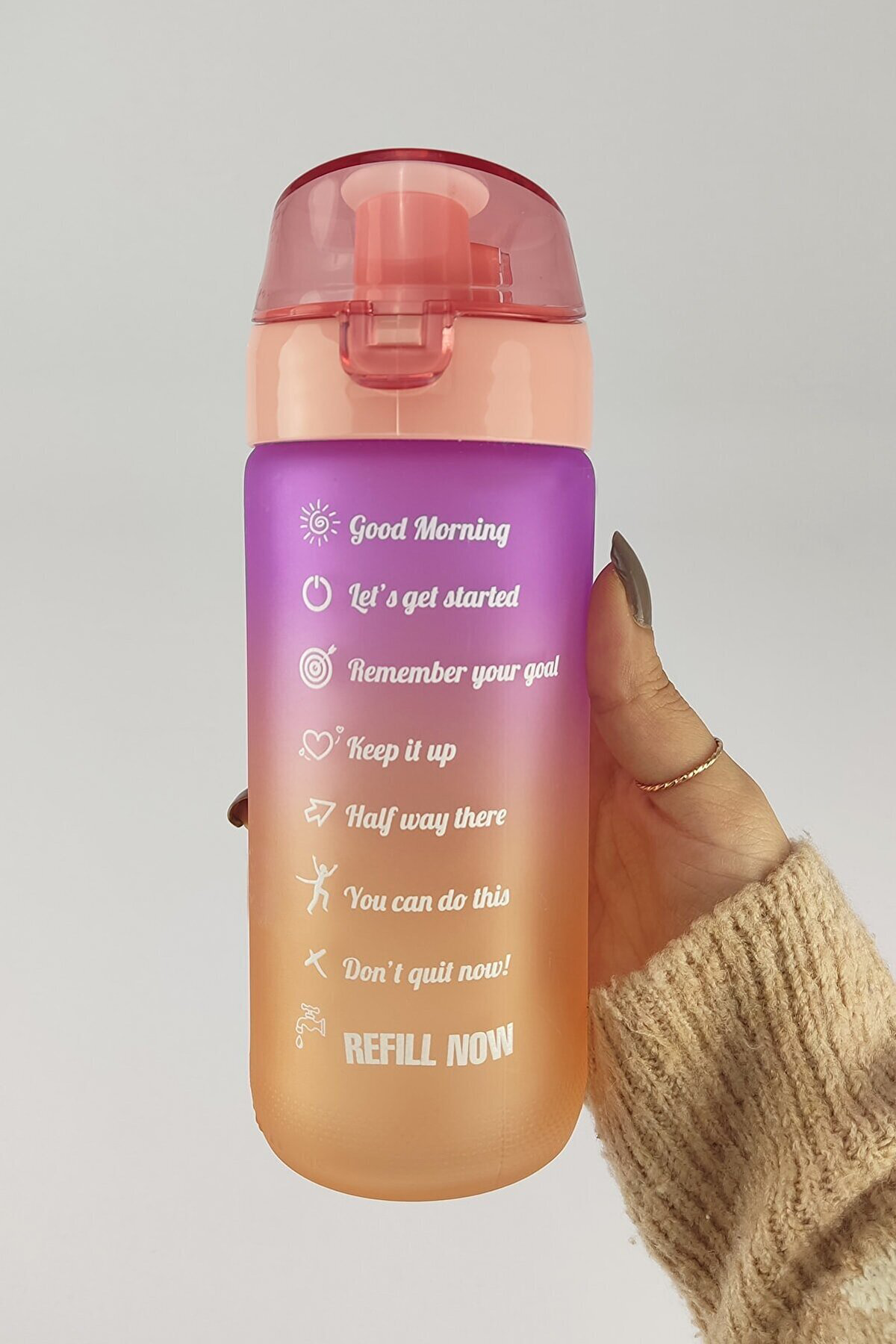 Dinçkan Matara (Suluk) Çift Renk Boyalı Ölçü Baskılı Cam Yavruağzı 500 Cc