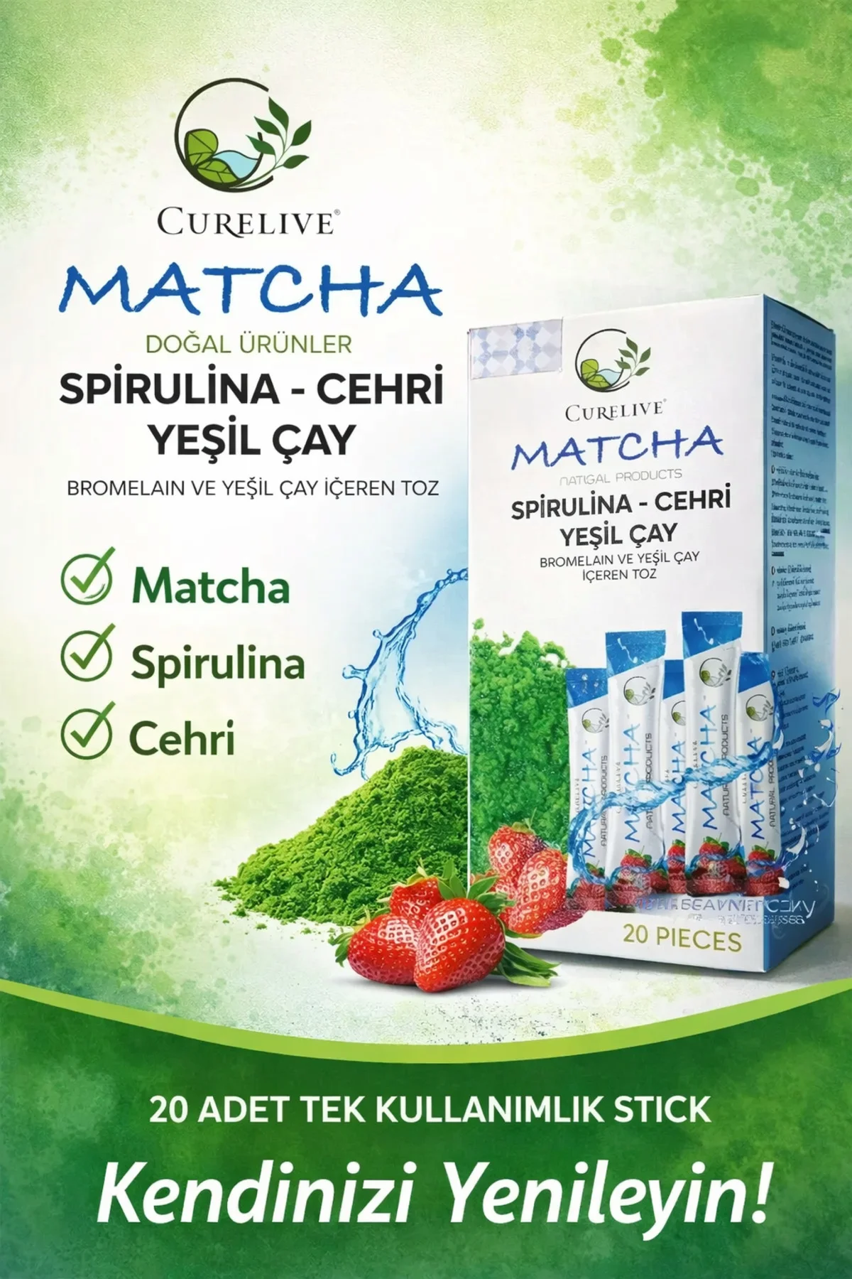 Matcha Çayı Çilekli
