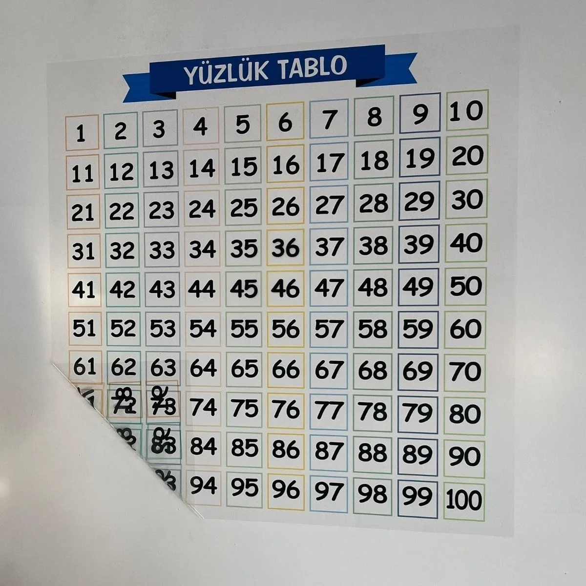 Matematik Öğreten Yüzlük Tablo Duvarda İz Bırakmaz Akıllı Kağıt Yapışkansız Statik  60x60 Cm Bx40 Fiyatı, Yorumları ve Özellikleri