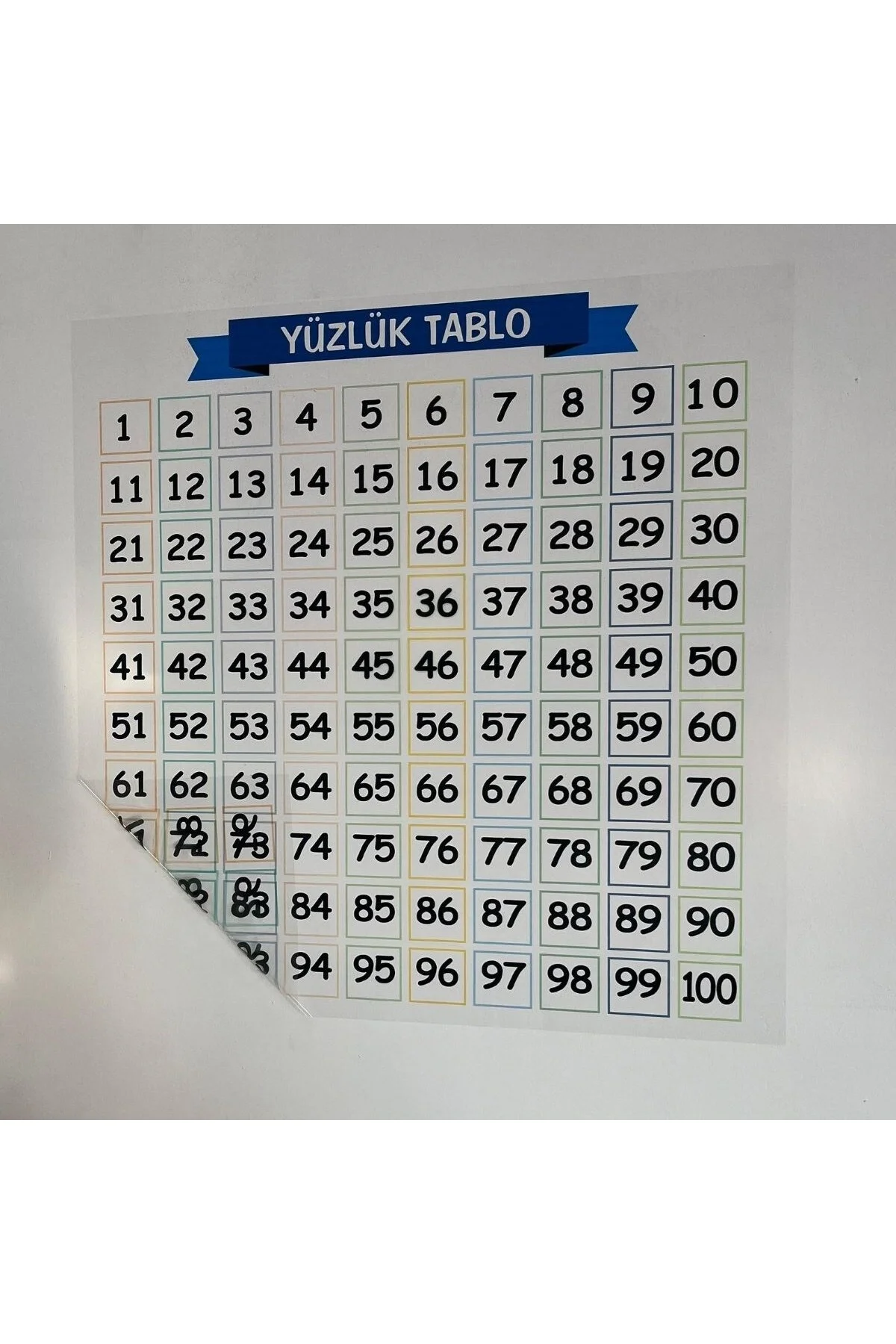 Matematik Öğreten Yüzlük Tablo Duvarda İz Bırakmaz Akıllı Kağıt Yapışkansız Statik 60x60 cm - Görsel 5