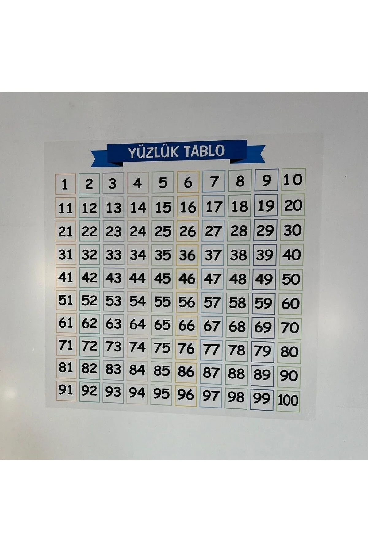 Matematik Öğreten Yüzlük Tablo Duvarda İz Bırakmaz Akıllı Kağıt Yapışkansız Statik 60x60 cm - Görsel 4