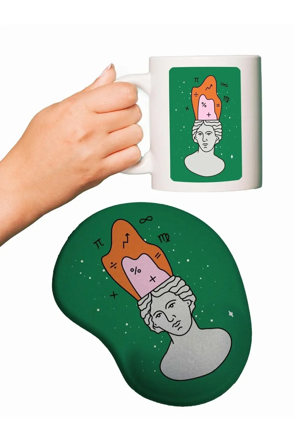 Matematik Profesörü Baskılı Bilek Destekli Mouse Pad + Kupa Barda