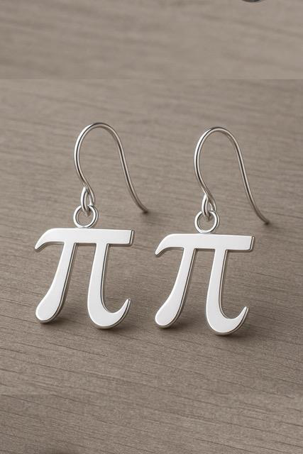 Beyisa Matematik Severlere Özel Pi Sayısı Sembolü Gümüş Küpe