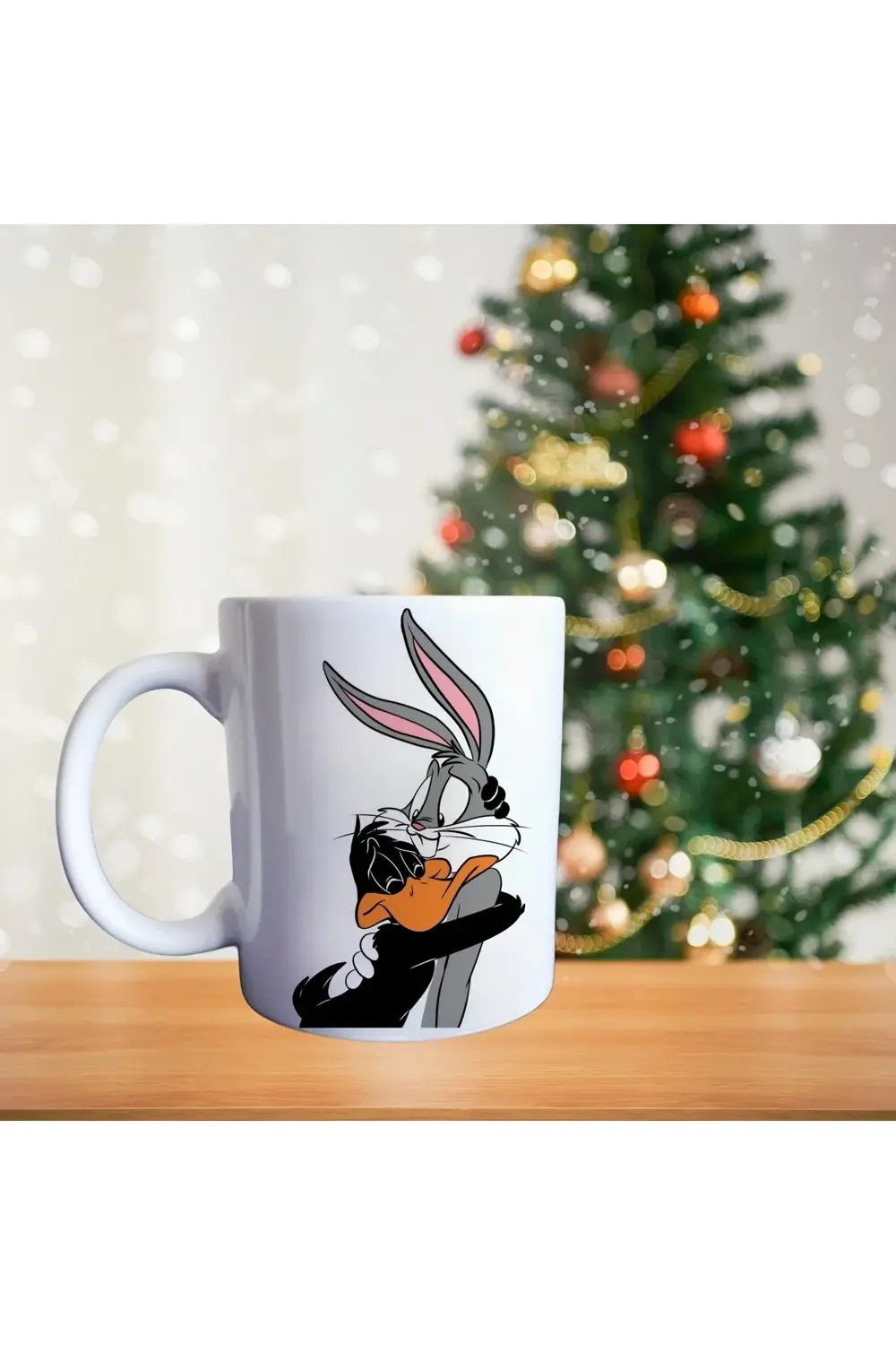 Matematikçi Duffy duck ve bugs bunny çizgi karakter porselen kupa