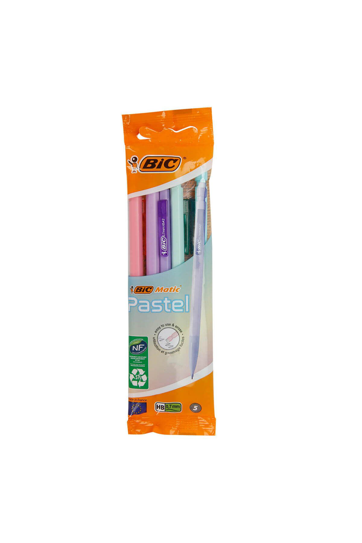 Bic Matic Pastel Renkler 5'Li Özel Pakette 0,7 Uçlu Mekanik Basmali V