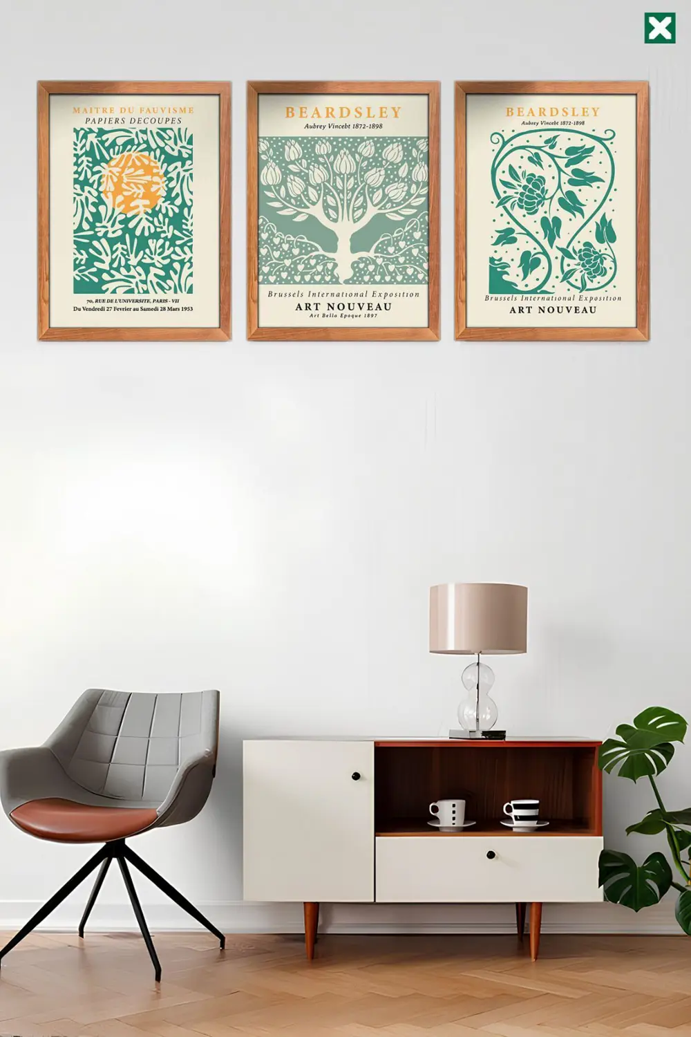 Matisse Dekorize 3’lü Set , Çerçeve Görünümlü Modern Mdf Tablo