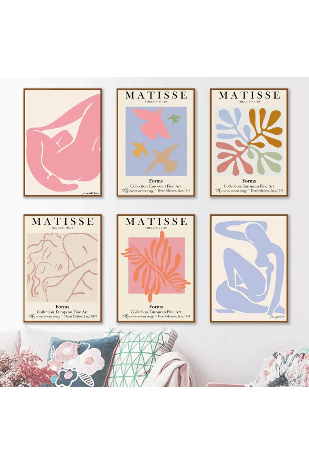 Matisse Duvar Sanatı 6' Parça Çerçeve Görünümlü Modern MDF Tablo 