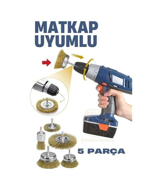 Matkap Uyumlu Saçaklı Pimli Tel Fıça Fırça Seti 1/4 İnç
