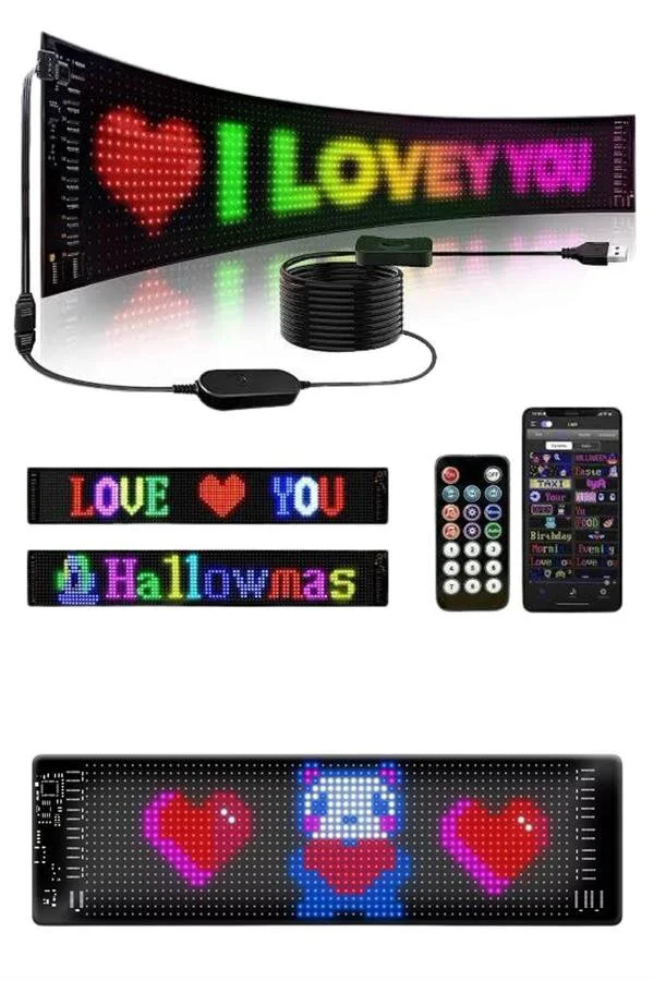 Matrix LED Cama Yapışan Telefon Kontrollü Panel Dijital Ekran Kumandalı RGB
