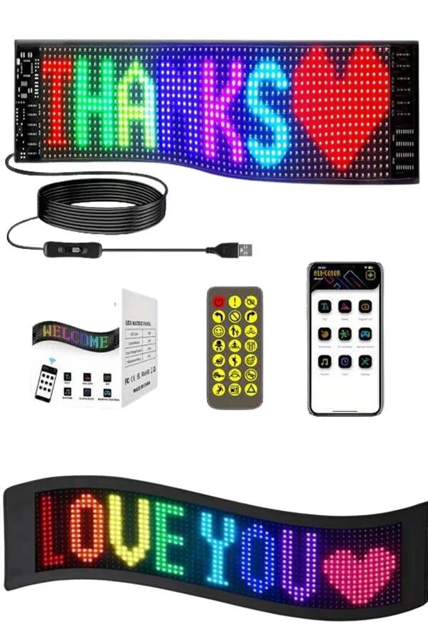 Matrix LED Cama Yapışan Telefon Kontrollü Panel Dijital Ekran Kumandalı RGB