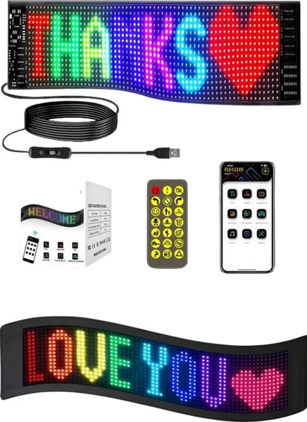 Matrix Led Cama Yapışan Telefon Kontrollü Panel Dijital Ekran Kum