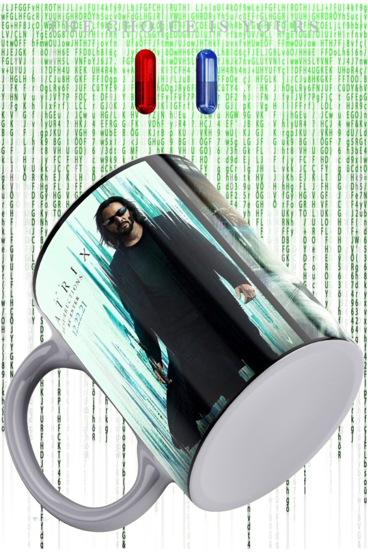 Remonz Matrix Resurrection Üç Tarafı Baskılı Porselen Kupa