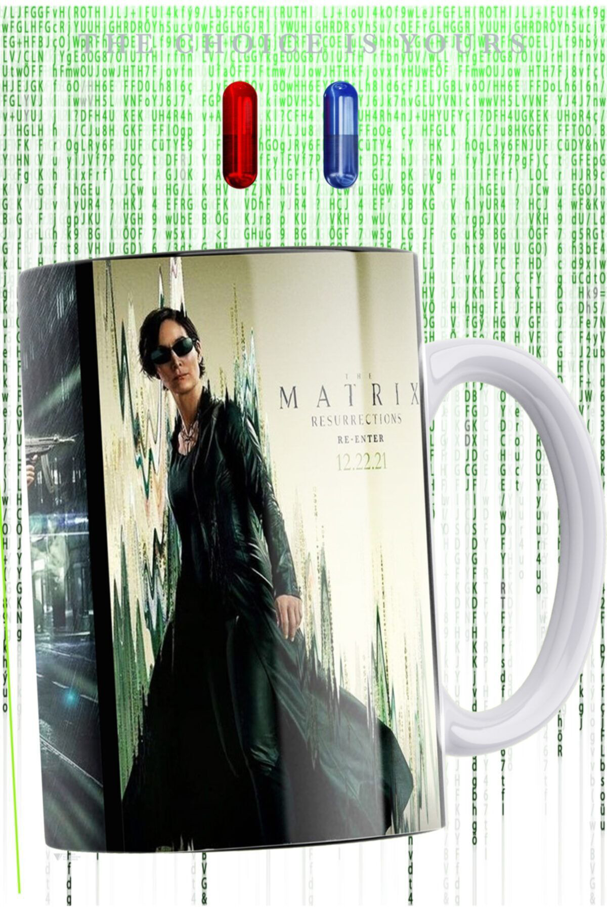 Remonz Matrix Resurrection Üç Tarafı Baskılı Porselen Kupa