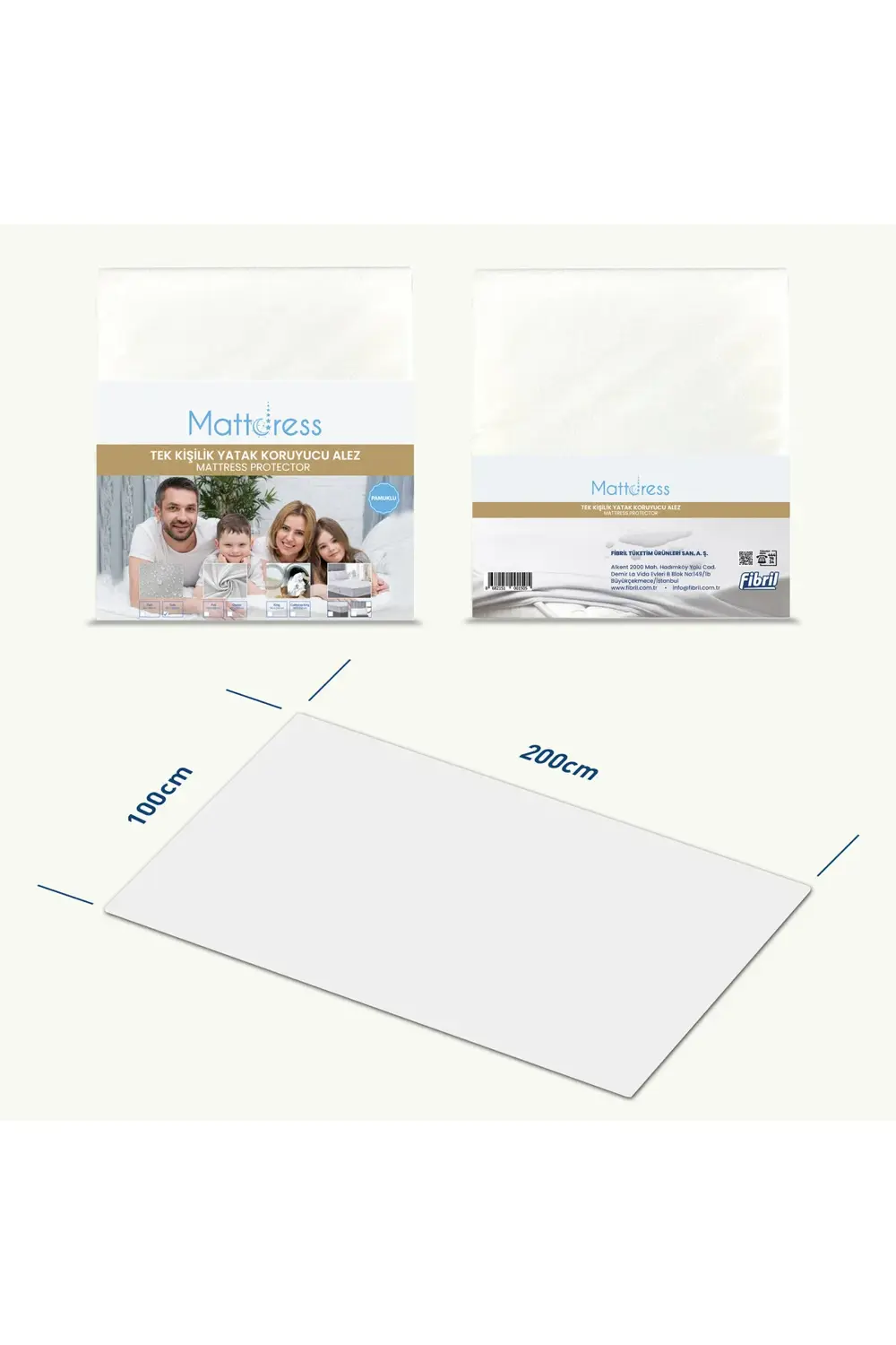 Mattdress Tek Kişilik  Pamuklu Yatak Koruyu Alez 100x200