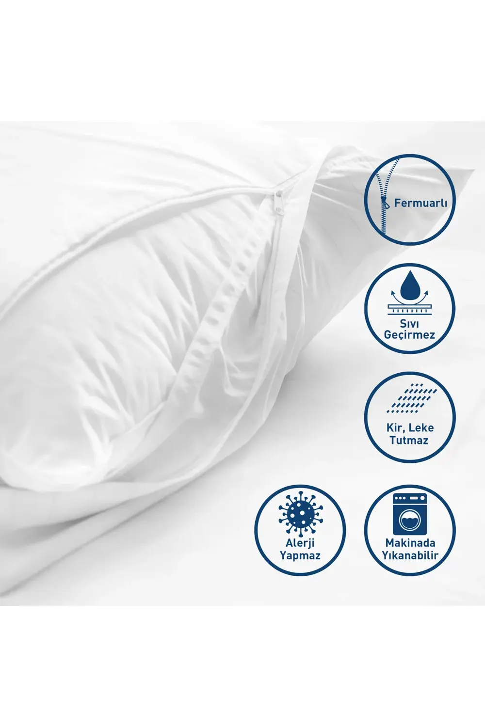 Mattdress Yastık Alezi 2'li Leke Tutmaz Fermuarlı 50x70cm