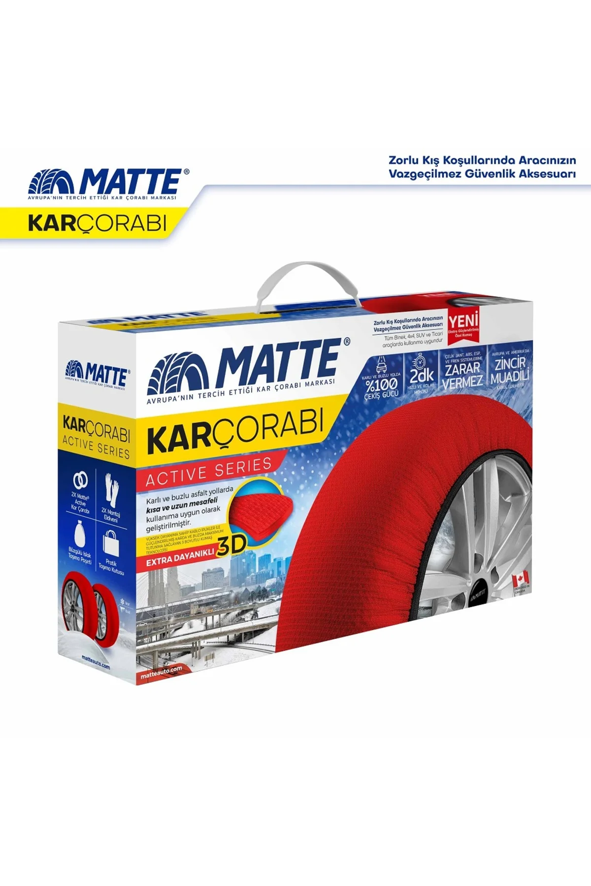 Matte Active Series Oto Araba Lastik Anti Patinaj Kar Çorabı Kırmızı Medium Matte Active Series Oto Araba Lastik Anti Patinaj Kar Çorabı Kırmızı Medium