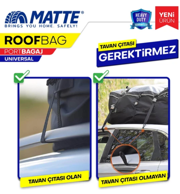 Matte Uyumlu Araç Tavan Çantası Portbagaj (350Lt)