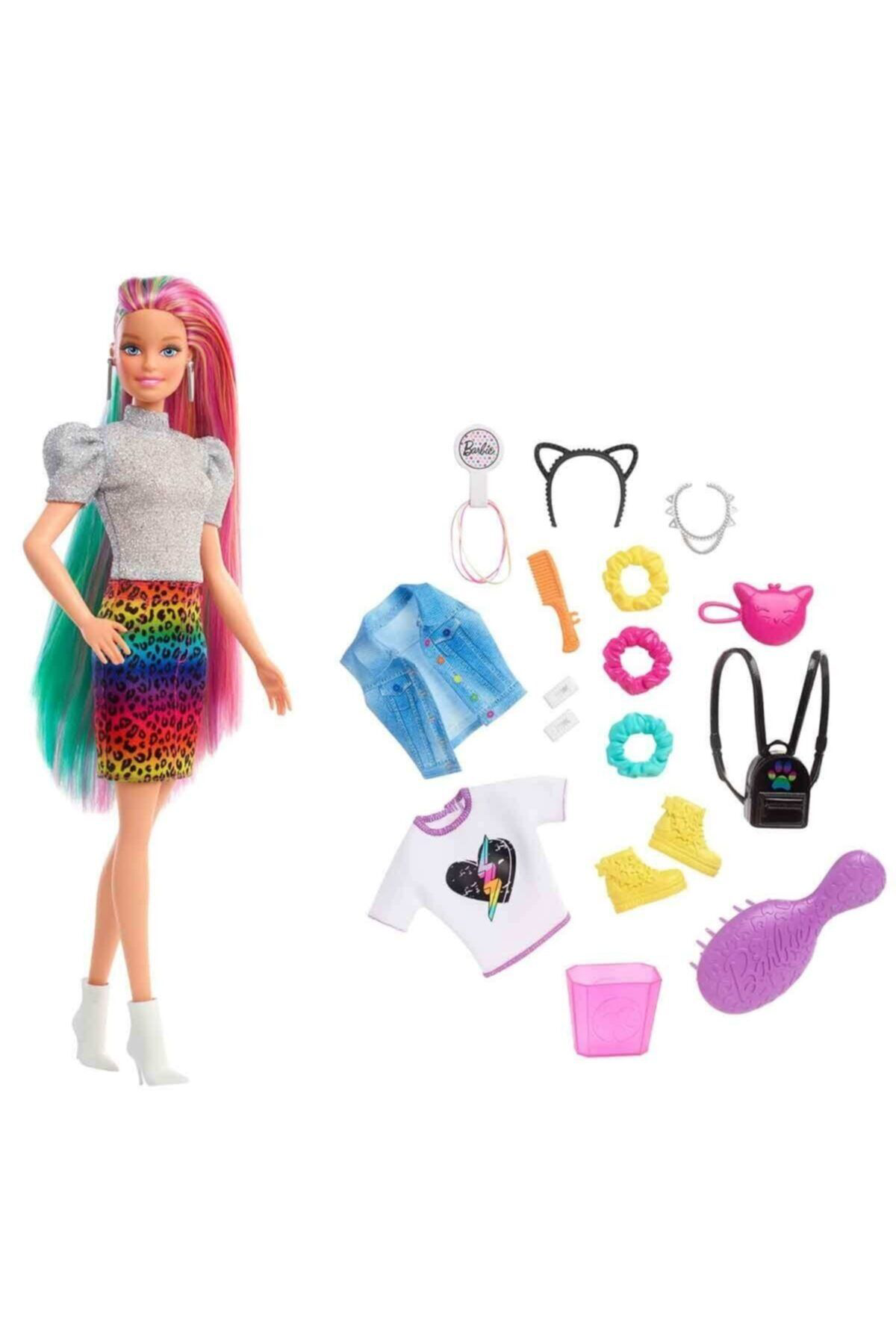 MATTEL BARBIE GRN81 LEOPAR DESENLI SACLAR-6
