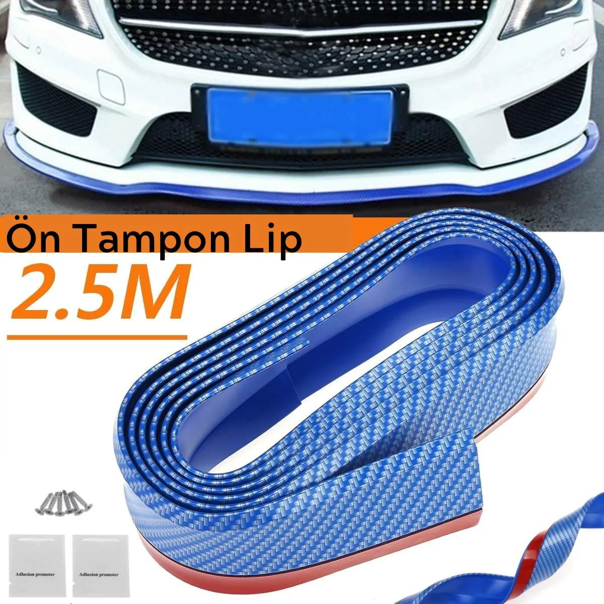 Mavi 2,5 Metre Araba Oto Ön Tampon Koruyucu Kauçuk Pratik Tampon Şerit Bant Döşeme Kiti Mavi 2,5 Metre Araba Oto Ön Tampon Koruyucu Kauçuk Pratik Tampon Şerit Bant Döşeme Kiti