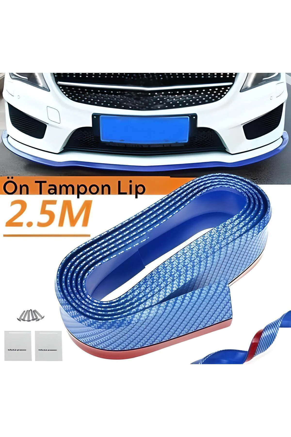 Mavi 2,5 Metre Araba Oto Ön Tampon Koruyucu Kauçuk Pratik Tampon 