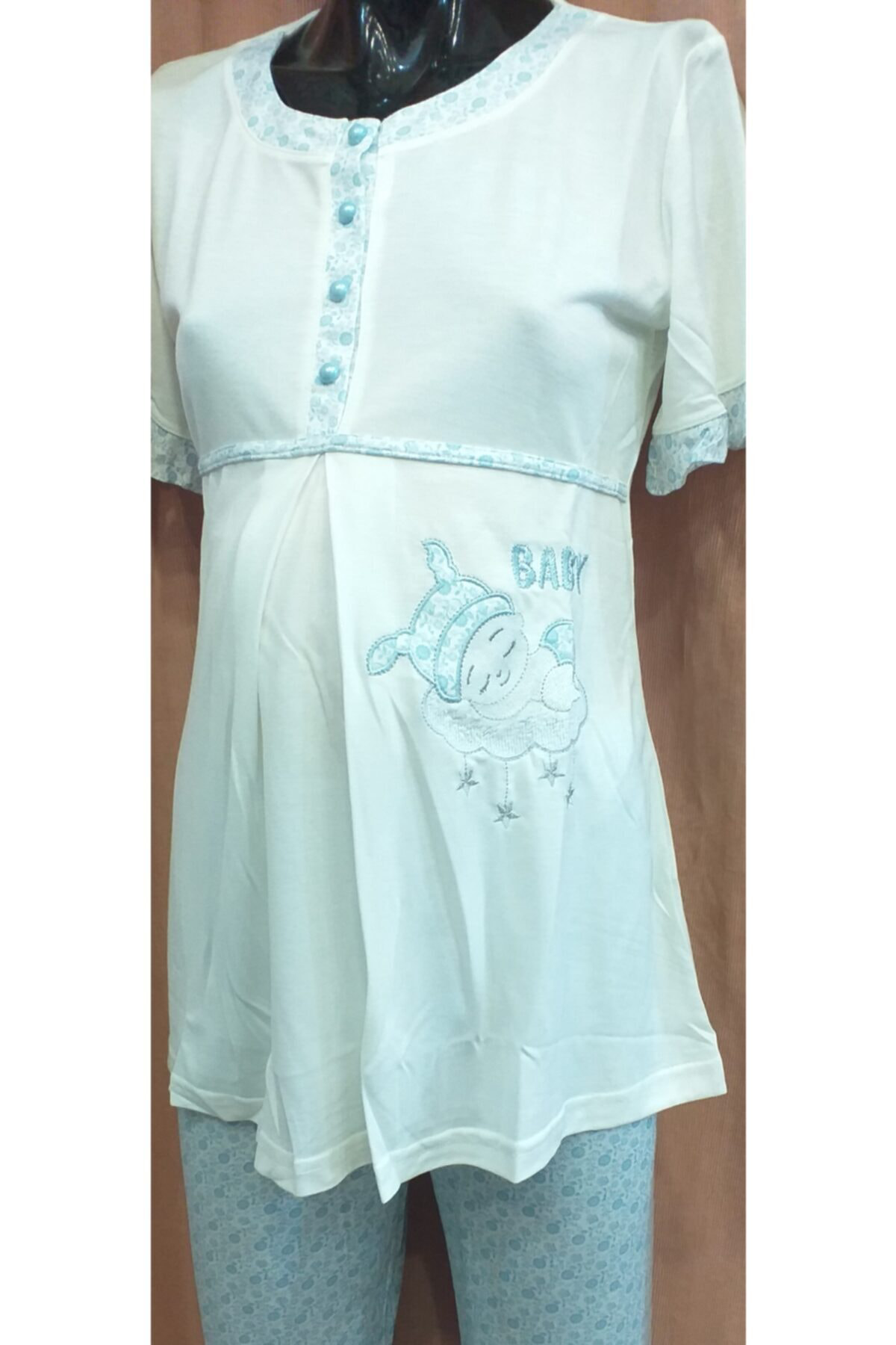 Flz Mavi 3 Lü Lohusa Pijama Takımı